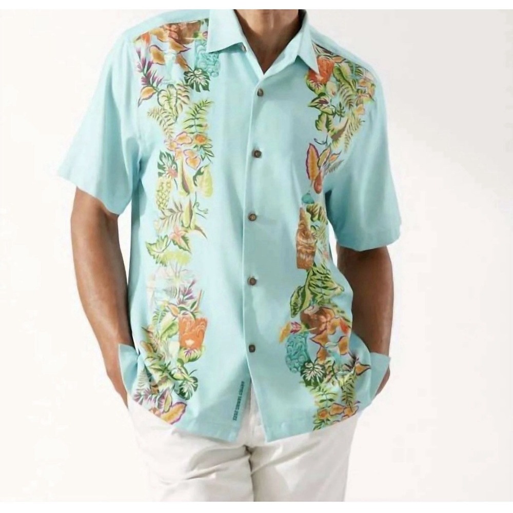 Tommy Bahama M Artist Series Shirt 2022 Marlin Bar Silk Blend Tiki Hawaii Aloha